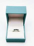 14kt Solid White Gold, Blue Sapphire, and Diamond Band Ring