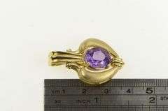14K Yellow Gold Ornate Amethyst Heart Articulated Statement Pendant