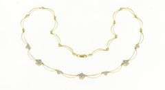 14K Yellow Gold Tanzanite Diamond Flower Heart Chain Necklace