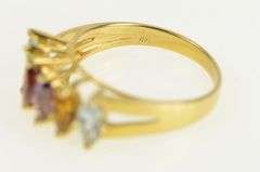 14K Yellow Gold Amethyst Blue Topaz Citrine Peridot Marquise Ring