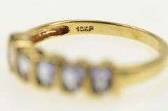 10K Yellow Gold Five Stone Tanzanite Wavy Statement Band Ring