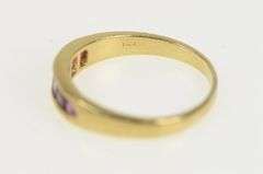 14K Yellow Gold Princess Natural Ruby Ornate Wedding Band Ring