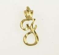 14K Yellow Gold F Cursive Letter Initial Monogram Name Charm/Pendant