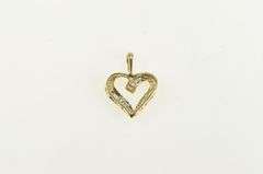 10K Yellow Gold Baguette Diamond Heart Love Symbol Pendant
