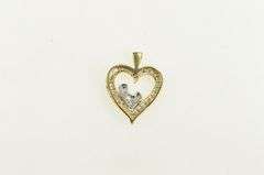 10K Yellow Gold Diamond Heart Mother & Child Mothers Day Charm/Pendant