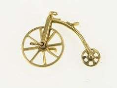 14K Yellow Gold 3D Penny Farthing Bicycle Articulated Charm/Pendant