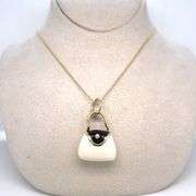 Michael Anthony 14K YELLOW GOLD ENAMEL "PURSE" CHARM NECKLACE