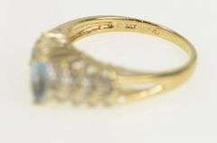 14K Yellow Gold Marquise Blue Topaz Diamond Cluster Band Ring
