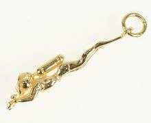 14K Yellow Gold 3D Lady Scuba Diver Swimmer Charm/Pendant