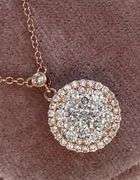 14K ROSE GOLD NECKLACE WITH DIAMOND CIRCLE CHARM