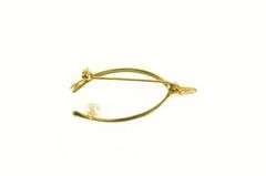 14K Yellow Gold Pearl Accent Wish Bone Good Luck Hope Pin/Brooch