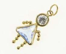 14K Yellow Gold Birthstone Baby September Sim. Sapphire Charm/Pendant