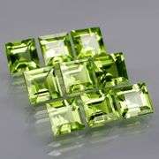 Princess cut unheated! 6.79ct Peridot set