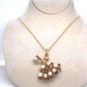 VINTAGE "DANCER" CHARM NECKLACE WITH PEARLS