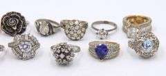 Group lot of 4 Vintage Sterling Silver Cubic Zirconia Rings