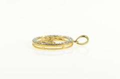 10K Yellow Gold Diamond Circle Love Romantic Valentine Round Pendant