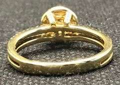 STUNNING HALO CROWN 14K YELLOW GOLD ENGAGEMENT DIAMOND RING