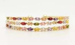18kt Yellow Gold Plated Gemstone Bangle Bracelet