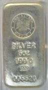 Attractive 5 Troy Oz pure .999 Fine Silver Emirates Mint bar in plastic