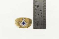 10K Yellow Gold Art Deco Men's Compass Square Masonic Ring