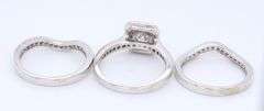 Elegant White Gold Round Brilliant Cut Diamond and Halo Wedding Set