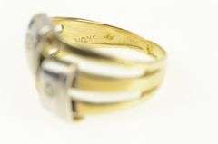 14K Yellow Gold Diamond Two Tone Layered Look Statement Band Ring