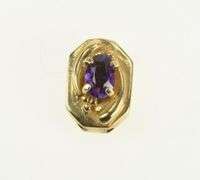 14K Yellow Gold Amethyst Victorian Style Slide Bracelet Charm/Pendant