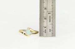 10K Yellow Gold Pear Syn. Opal Diamond Accent Vintage Ring