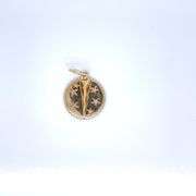 14K YELLOW GOLD CHARM WITH DIAMOND FLOWERS