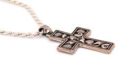 Vintage Sterling Silver Signed Cross Pendant on Rope Chain