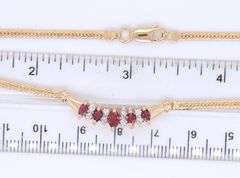 Majestic Yellow Gold Marquoise Ruby and Diamond Bar Pendant Necklace