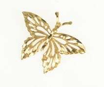 14K Yellow Gold Diamond Cut Butterfly Change Vintage Charm/Pendant