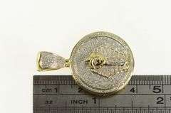 10K Yellow Gold Pave Diamond Pharaoh Egyptian Medallion Charm/Pendant