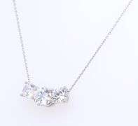 Platinum 3 Stone Cubic Zirconia Pendant on Chain