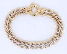 Majestic Two Tone Gold Wheat Chain Bracelet with Jumbo Spring Ring