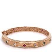 14K ROSE GOLD BANGLE WITH CUBIC ZIRCONIA STONES