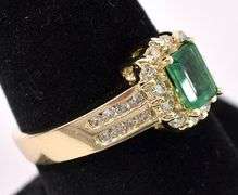 Outstanding Emerald And Diamond Ring In 14K Yellow Gold