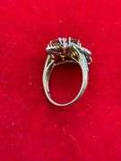 LADIES 10K YELLOW GOLD DIAMOND AND GARNET RING