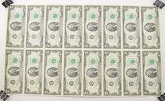 Lot (16) 1976 Star Error $2 Chicago, IL United States FRN Uncut Sheet