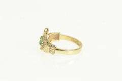 14K Yellow Gold Natural Emerald Diamond Claddagh Loyalty Ring