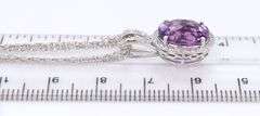 Fabulous White Gold Amethyst and Diamond accent Pendant on Multi Row Chain Necklace