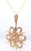 Antique Yellow Gold Pearl Star Pendant on Chain
