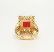 FANCY 22KT YELLOW GOLD PLATED GEMSTONE COCKTAIL RING