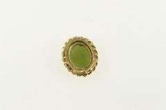 14K Yellow Gold Oval Nephrite Cabochon Rope Trim Pendant