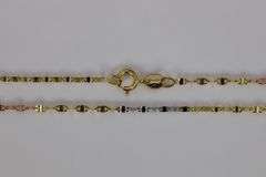 10k Gold Rose White Yellow Tri Color Solid Singapore Mirror Chain 1.5mm Necklace 16"