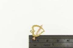 14K Yellow Gold I Love You Heart Valentine Arrow Cupid Charm/Pendant