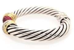 David Yurman Renaissance Tourmaline and Diamond Cuff Bracelet in 18K and Sterling