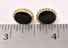 Exquisite Black Onyx Earring In 14K Yellow Gold
