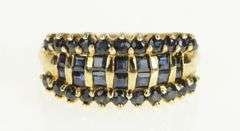 10K Yellow Gold Princess Sapphire Striped Graduated Band Ring