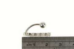 14K White Gold Five Stone CZ Dangle Belly Button Ring Body Jewelry